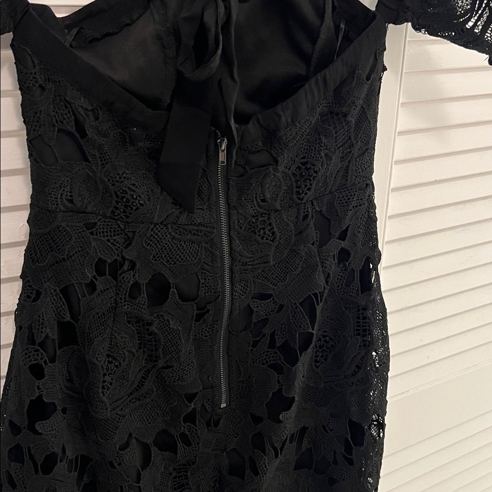Lush Black Lace Mini Dress S - Picture 7 of 7